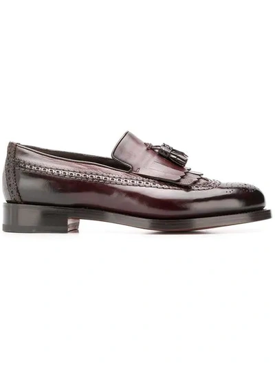 Shop Santoni Tassel Detail Loafers In Brown