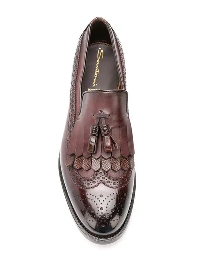 Shop Santoni Tassel Detail Loafers In Brown