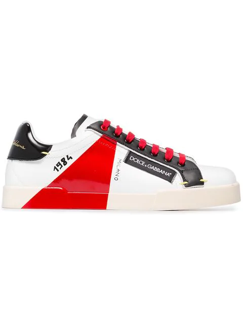 dolce and gabbana white and red sneakers