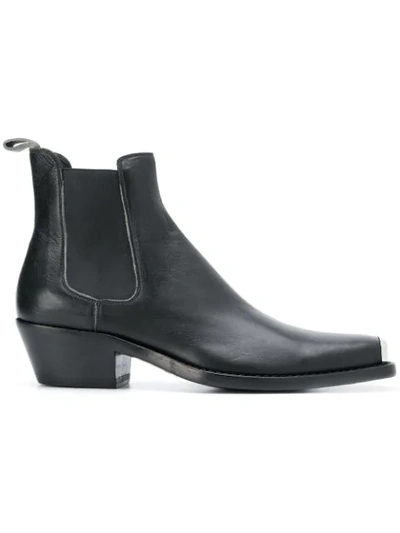 CALVIN KLEIN 205W39NYC LOGO PLAQUE COWBOY BOOTS - 黑色