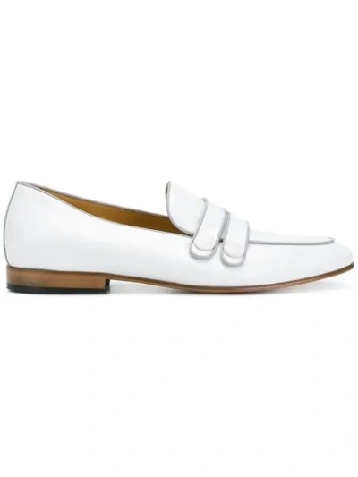 Shop Leqarant Front Strap Loafers In White