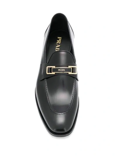 Shop Prada Logo Plaque Loafers - Black