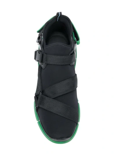 Shop Prada Buckle Sneakers In Black