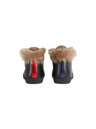 Shop Gucci Ace High-top Sneaker With Fur In 1093