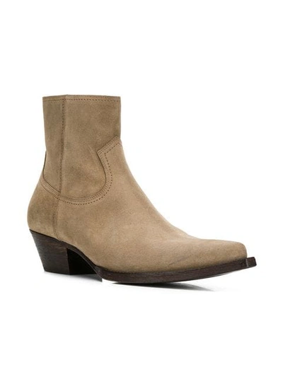 SAINT LAURENT LUKAS 40 ANKLE BOOTS - 棕色