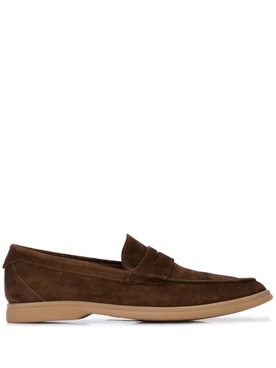 Shop Brunello Cucinelli Slip-on Loafers In Brown