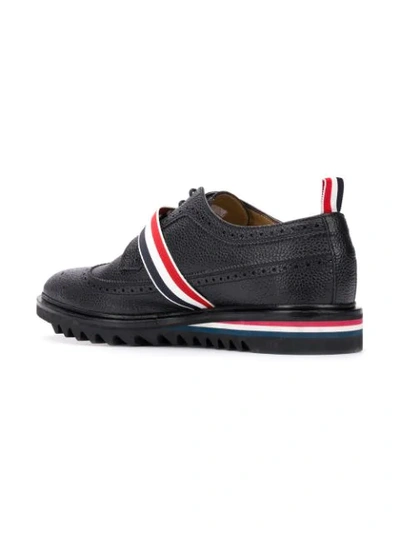 Shop Thom Browne Rwb Webbing Longwing Brogue In Black