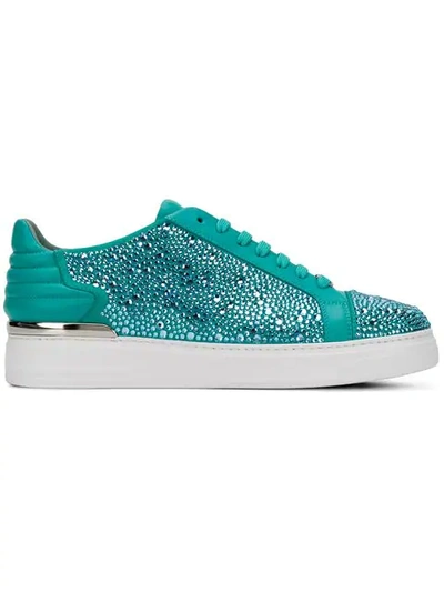 Shop Philipp Plein Embellished Low-top Sneakers In 07 Light Blue