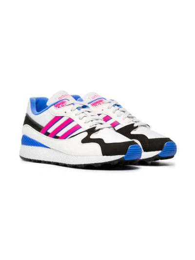 Shop Adidas Originals White, Pink And Blue Ultra Tech Sneakers In Multicolour