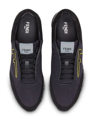 Shop Fendi Diabolic Eyes Motif Sneakers In Black