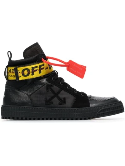 Shop Off-white Black Industrial Hi Top Leather Trainers