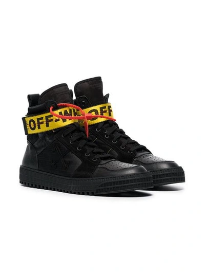 Shop Off-white Black Industrial Hi Top Leather Trainers
