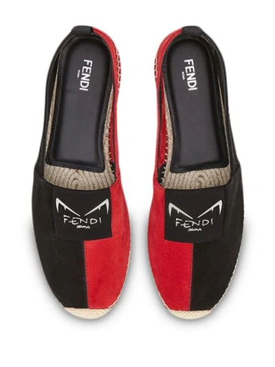 Shop Fendi Diabolic Eyes Colourblock Espadrilles In Black