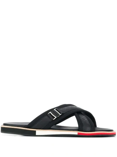 Shop Baldinini Crisscross Slides In Black