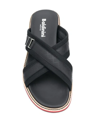 Shop Baldinini Crisscross Slides In Black