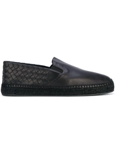 Shop Bottega Veneta Nero Intrecciato Nappa Gala Espadrille In 1000 Noir