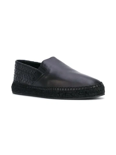 Shop Bottega Veneta Nero Intrecciato Nappa Gala Espadrille In 1000 Noir