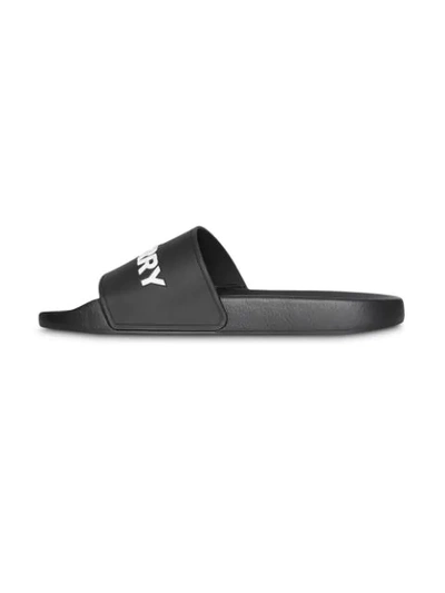 Shop Burberry Kingdom Motif Slides In Black