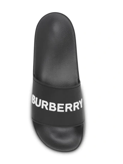 Shop Burberry Kingdom Motif Slides In Black