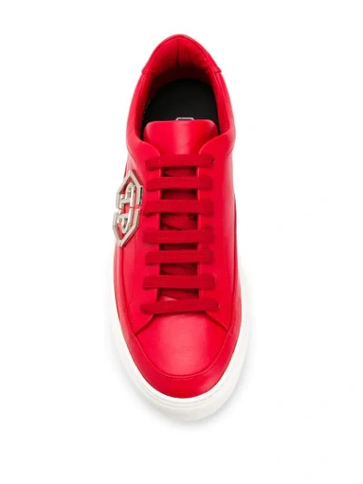 Shop Philipp Plein Lo-top Statement Sneakers In Red