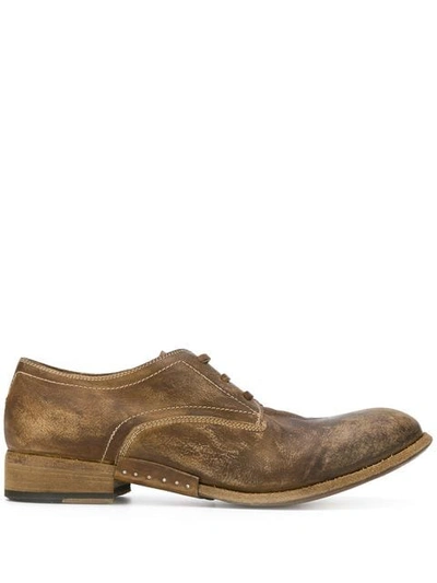 Shop Artselab Distressed Effect Derby Shoes In Brown