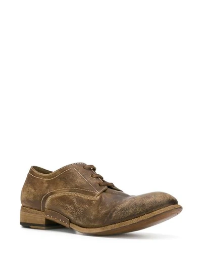 Shop Artselab Distressed Effect Derby Shoes In Brown