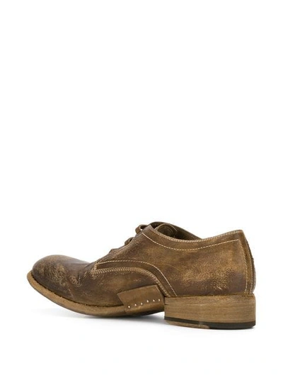 Shop Artselab Distressed Effect Derby Shoes In Brown