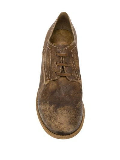 Shop Artselab Distressed Effect Derby Shoes In Brown