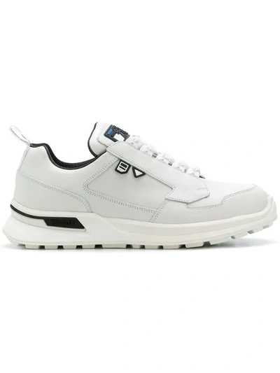 Shop Prada Logo Tab Sneakers In F0009 Bianco
