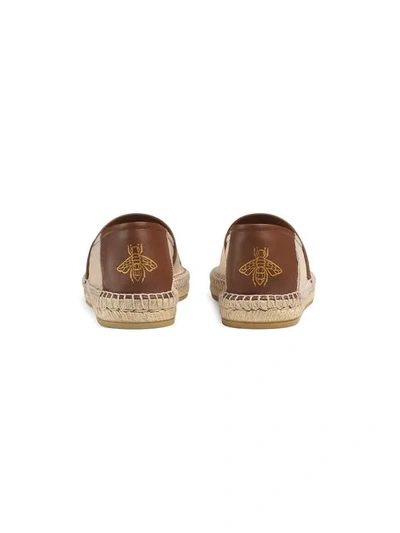 Shop Gucci Logo Canvas Espadrille In Neutrals