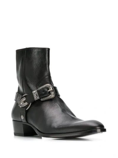 Shop Saint Laurent Wyatt Boots In Black