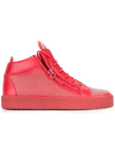 Shop Giuseppe Zanotti 'connor' Mid-top-sneakers In Red