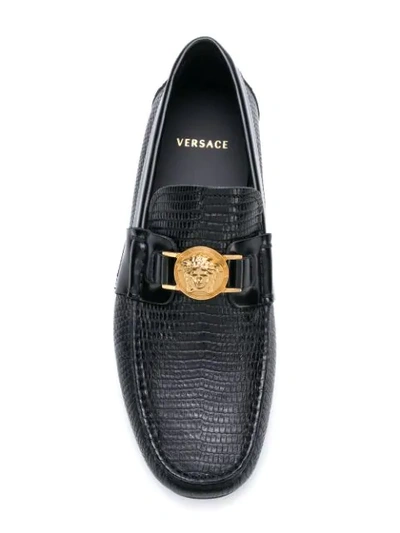 Shop Versace Textured Medusa Loafers In K41t