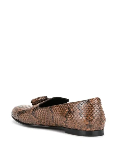 Shop Dolce & Gabbana Snake Effect Tassel Loafers In Brown