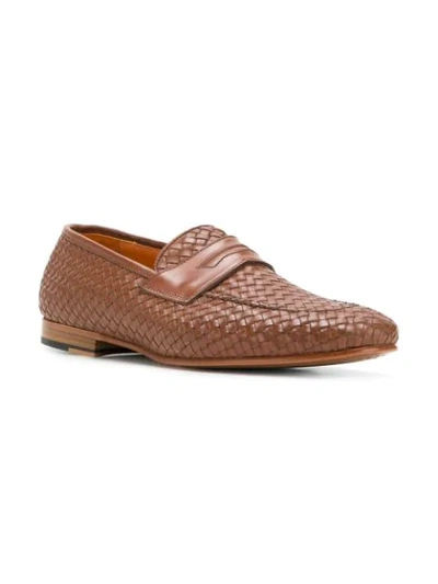 Shop Andrea Ventura Woven Loafers In Brown