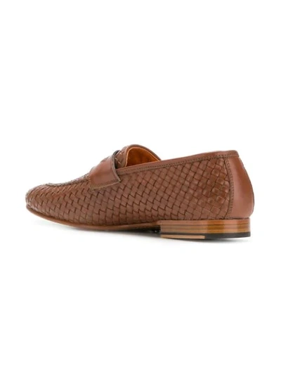 Shop Andrea Ventura Woven Loafers In Brown