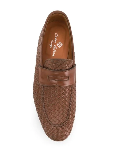 Shop Andrea Ventura Woven Loafers In Brown