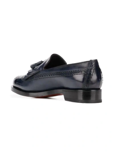 Shop Santoni Brogue Detail Loafers In Blue