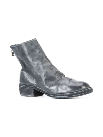 Shop Guidi Rear Zip Boots In Grey