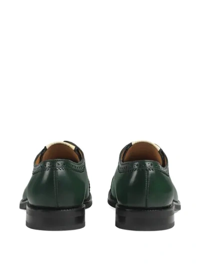 Shop Gucci Perforated Leather Brogues In Green