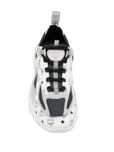 Shop Mcm Monogram Print Chunky Sneakers In White