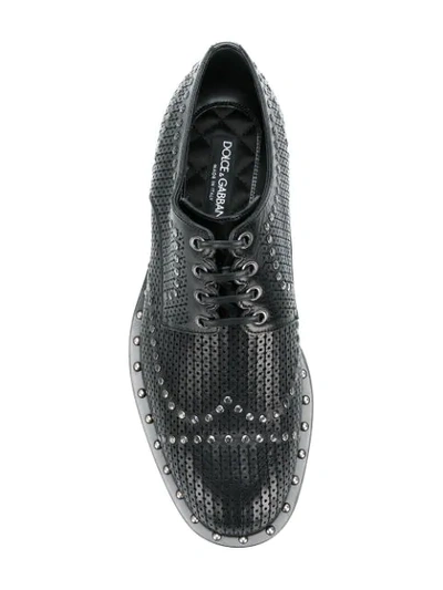Shop Dolce & Gabbana Studded Derby Shoes In Black