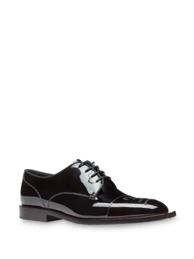 Shop Fendi Karligraphy Motif Embroidered Oxford Shoes In F182y-black+black Red Dhal