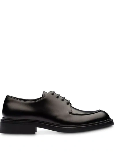 Shop Prada Rubber Sole Derby Shoes In Black