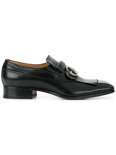 Gucci 25Mm Novel Gg Buckle Leather Loafers In Black | ModeSens