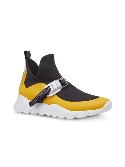 Shop Fendi Buckle Sneakers In Black ,yellow