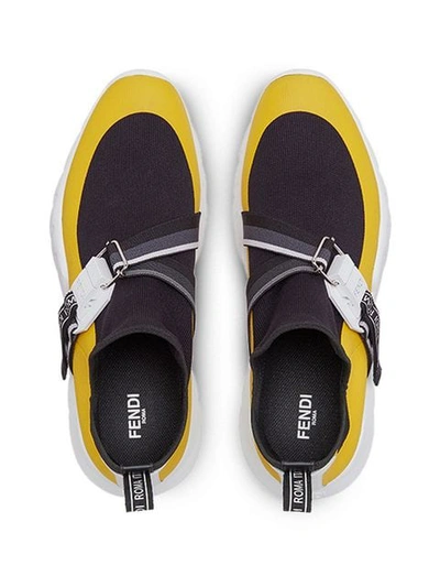 Shop Fendi Buckle Sneakers In Black ,yellow