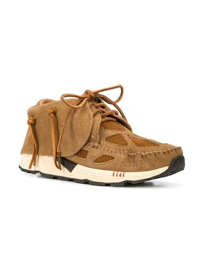 Shop Visvim Hi-top Lace-up Trainers In Brown