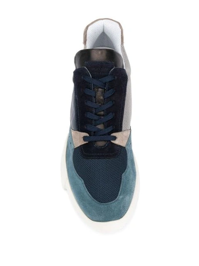Shop Giorgio Armani Lace-up Sneakers In Blue