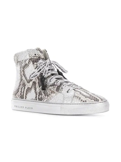 Shop Philipp Plein Python Hi-top Sneakers In Silver